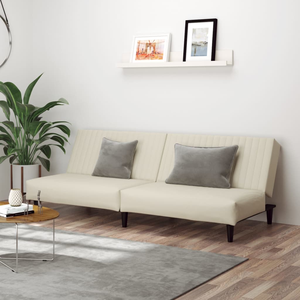 Bäddsoffa 2-Sits Gräddvit Sammet
