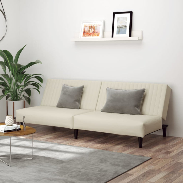 Bäddsoffa 2-Sits Gräddvit Sammet