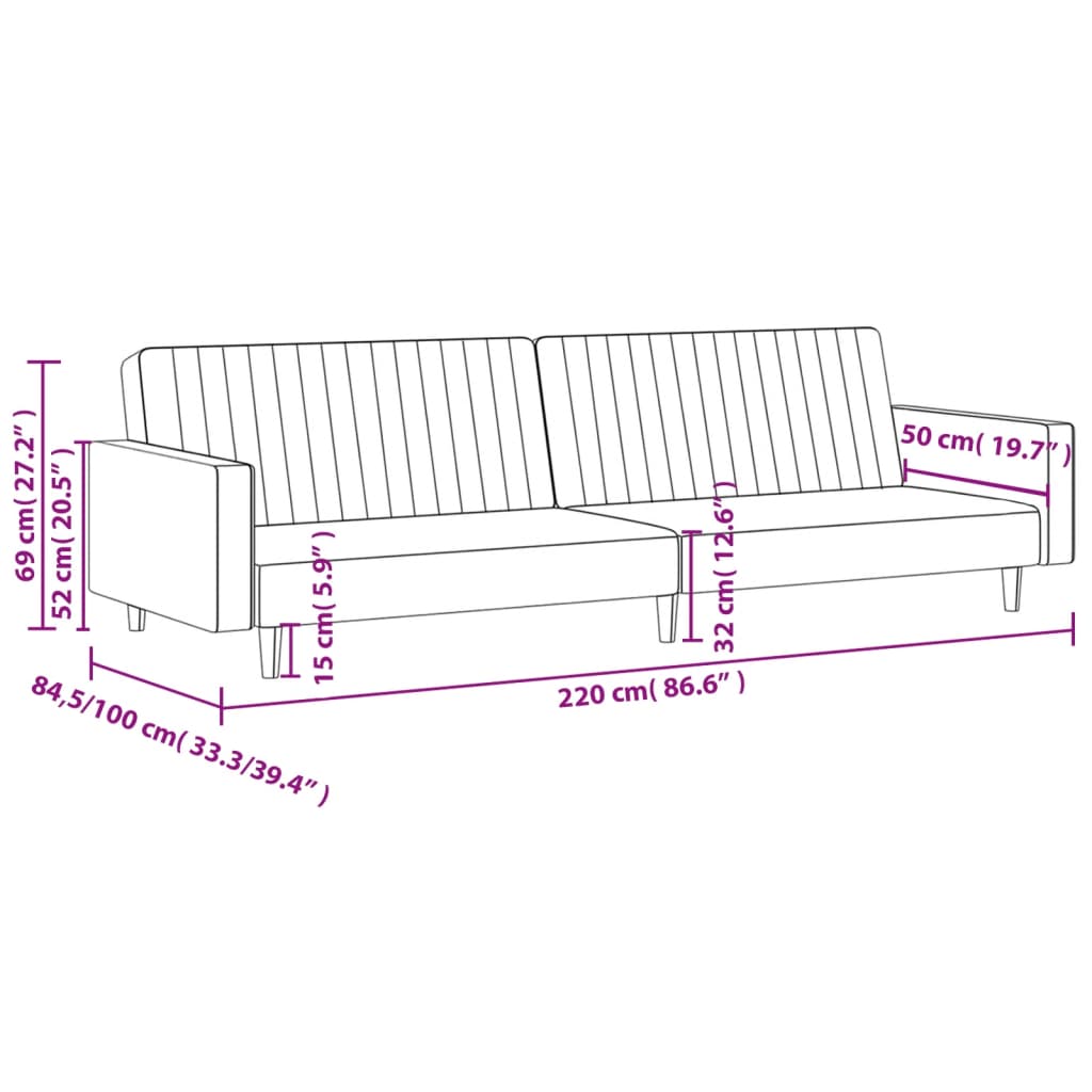 Bäddsoffa 2-Sits Sammet