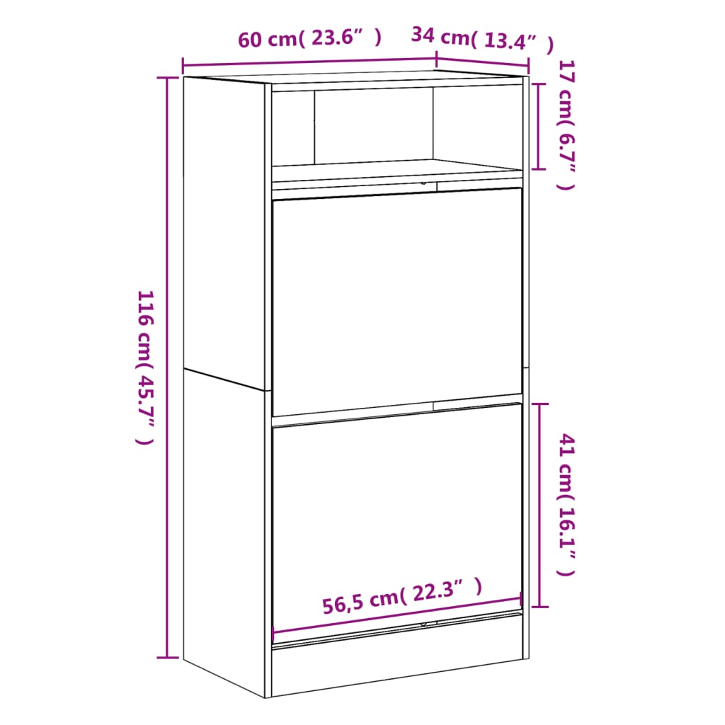 Skohylla 60X34X116 Cm Konstruerat Trä