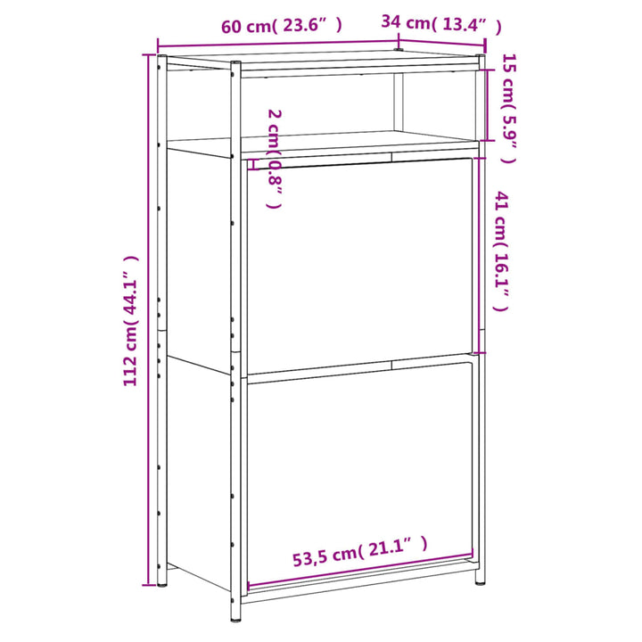 Skohylla 60X34X112 Cm Konstruerat Trä