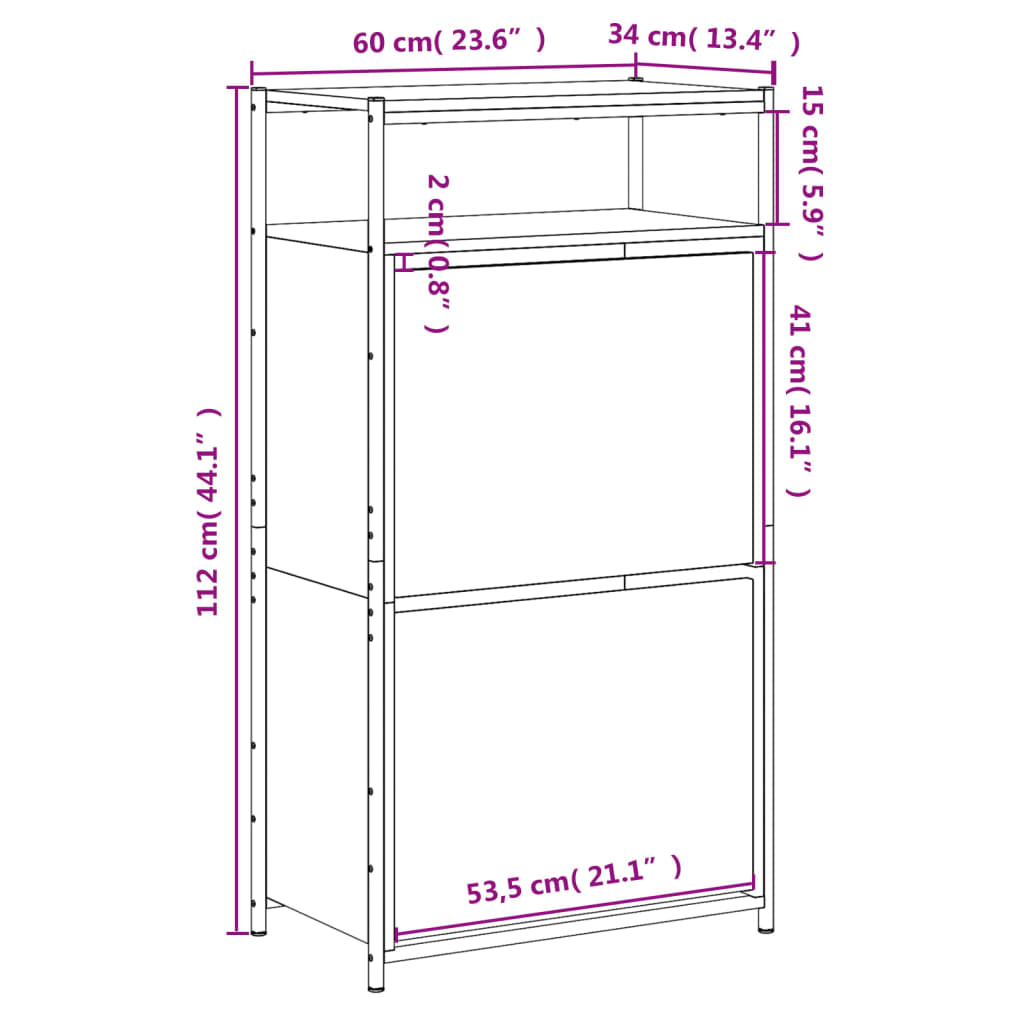 Skohylla 60X34X112 Cm Konstruerat Trä