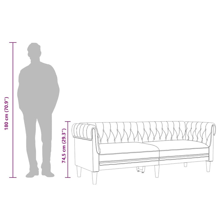 Chesterfieldsoffa 3-Sits Tyg