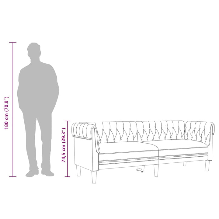 Chesterfieldsoffa 3-Sits Linne