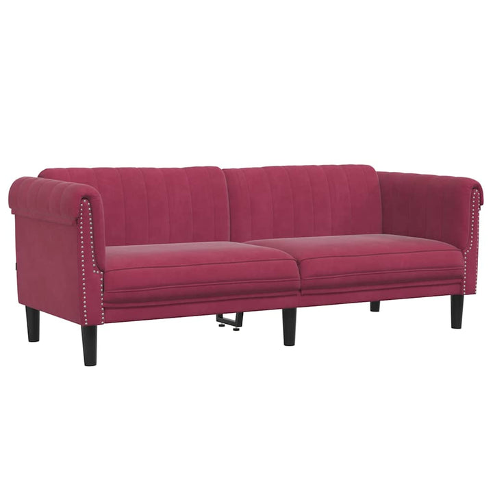 Soffa 3-Sits Vinröd Sammet