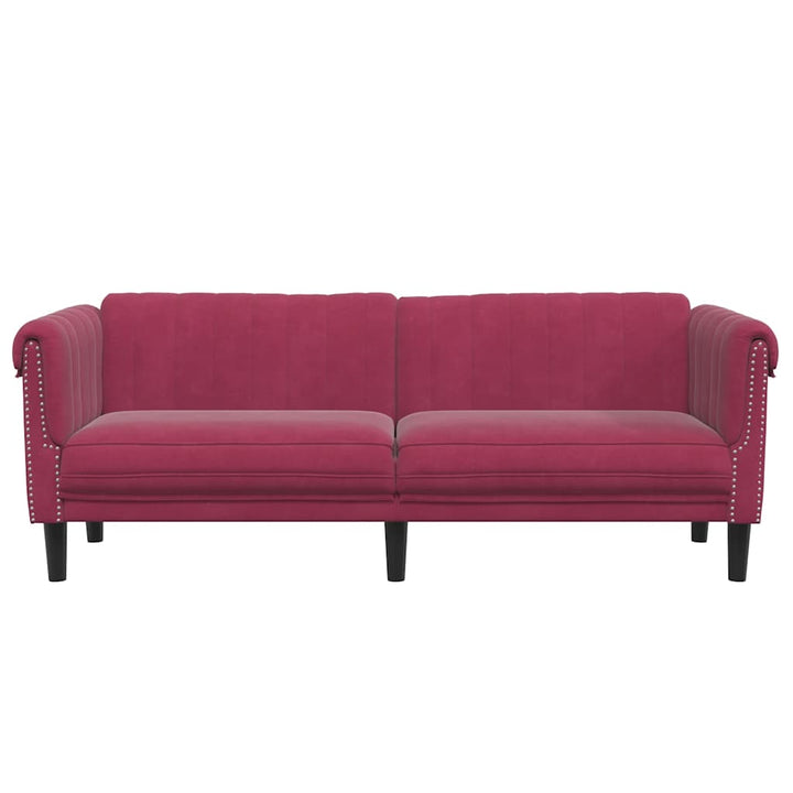 Soffa 3-Sits Vinröd Sammet