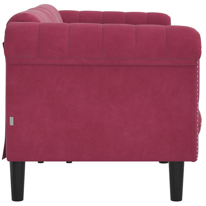 Soffa 3-Sits Vinröd Sammet