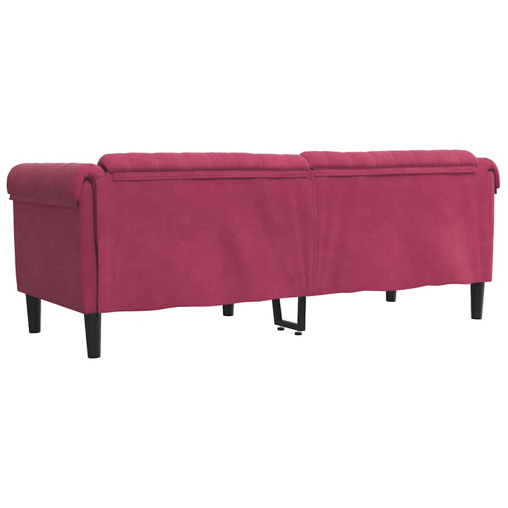 Soffa 3-Sits Vinröd Sammet