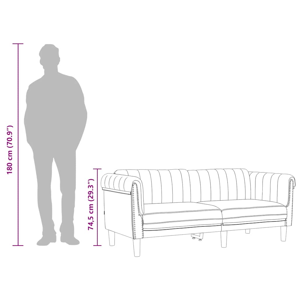 Soffa 3-Sits Vinröd Sammet
