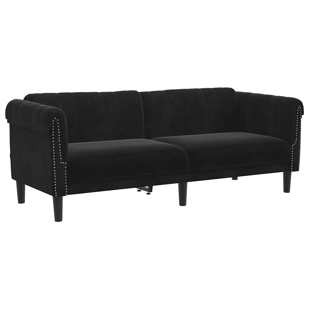 Soffa 3-Sits Svart Sammet