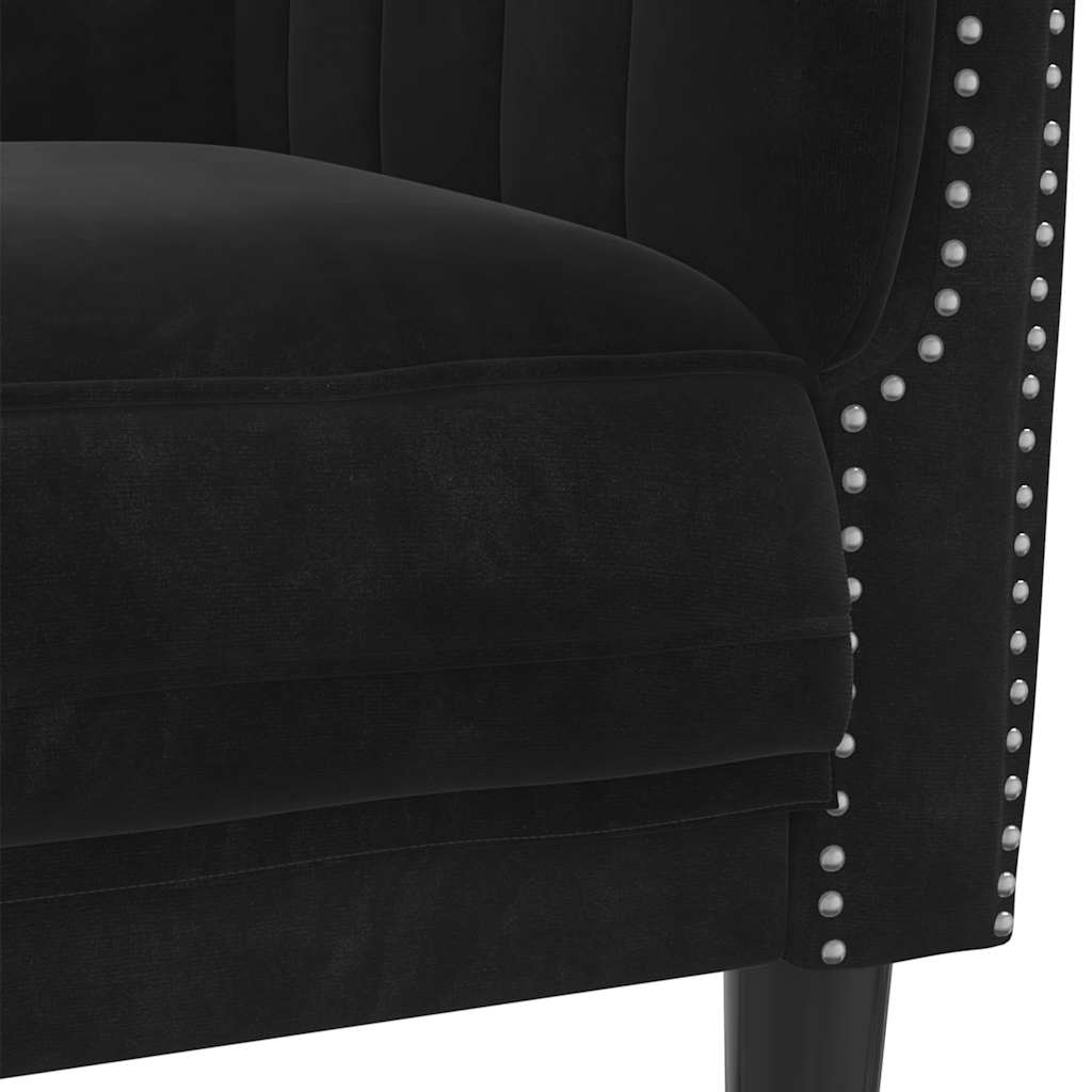 Soffa 3-Sits Svart Sammet