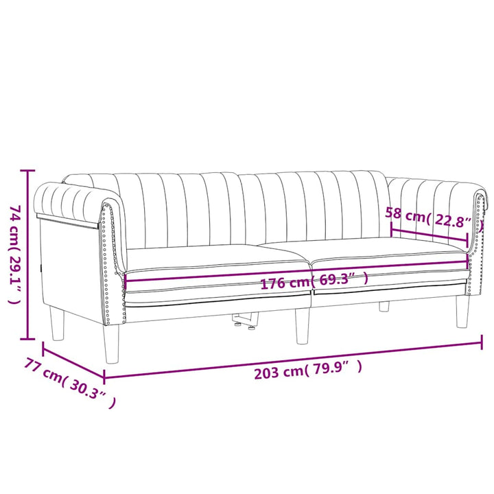 Soffa 3-Sits Svart Sammet