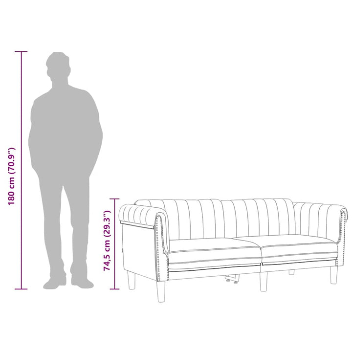 Soffa 3-Sits Svart Sammet