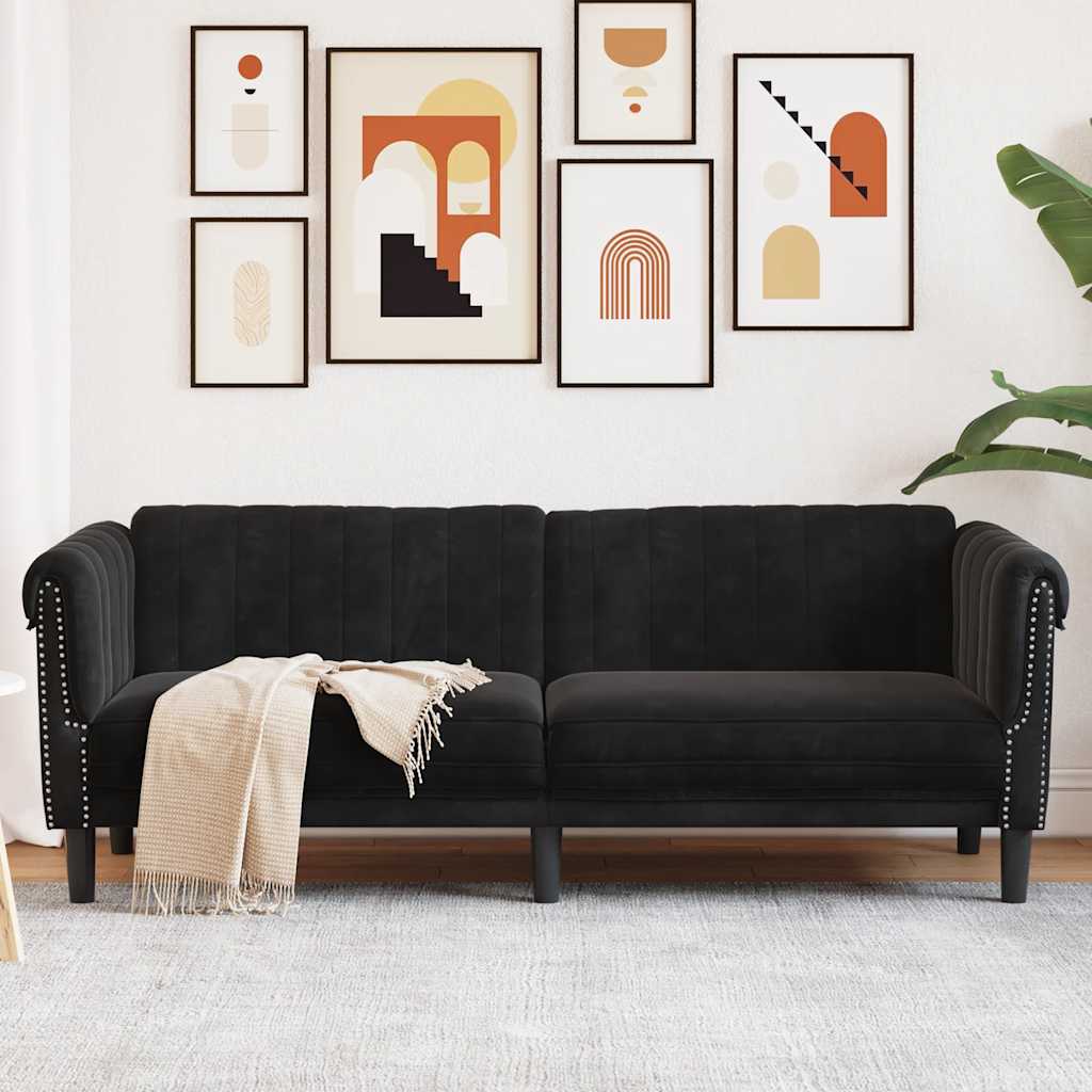 Soffa 3-Sits Svart Sammet
