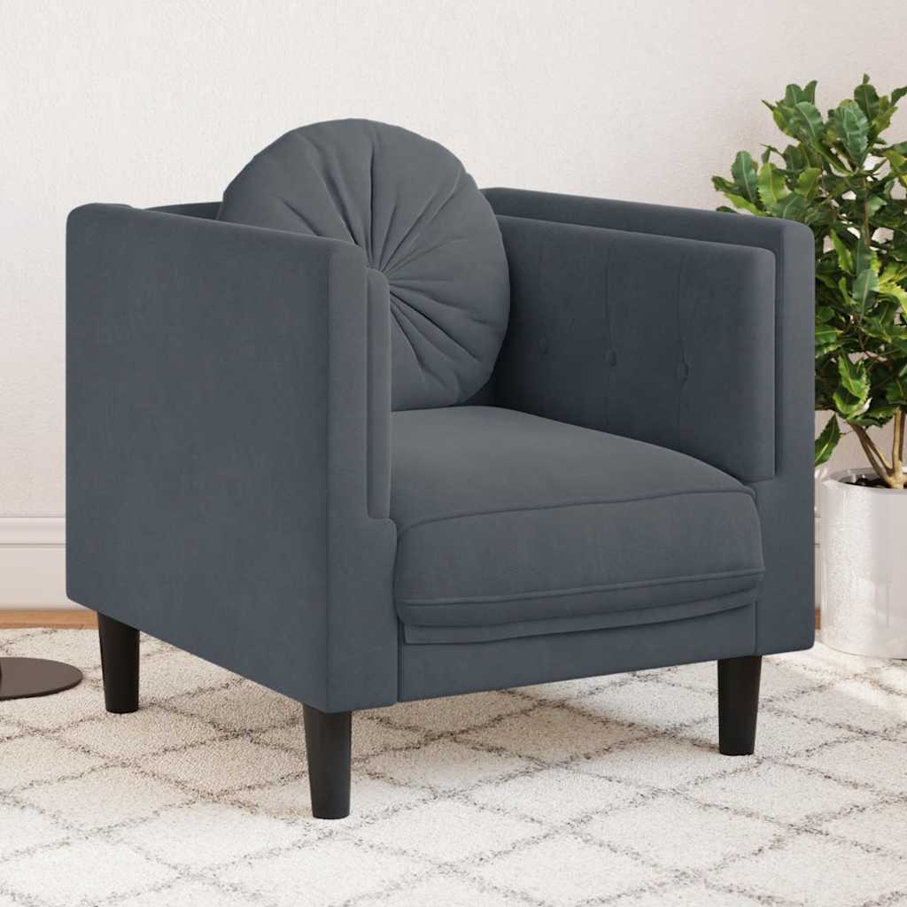 Soffa Med Kuddar 3-Sits Gräddvit Sammet