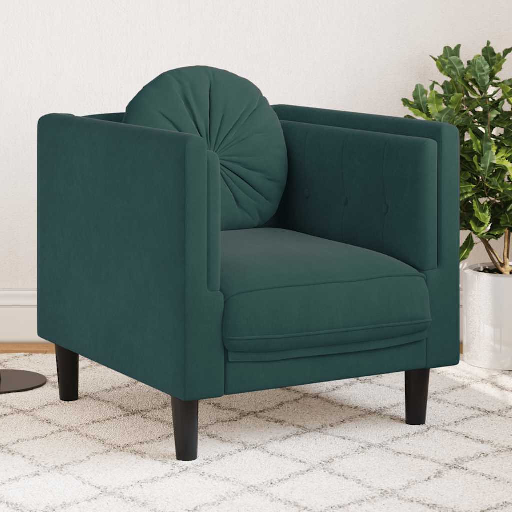 Soffa Med Kuddar 3-Sits Gräddvit Sammet