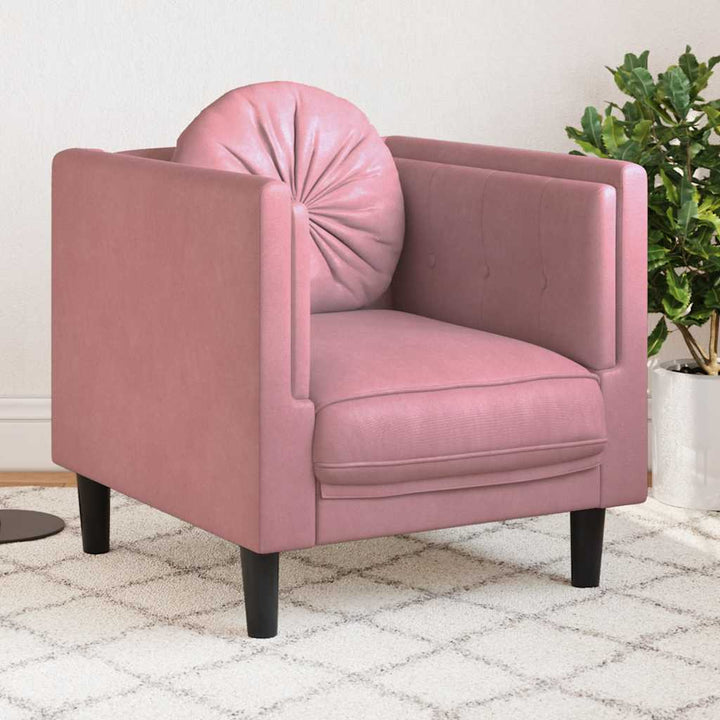 Soffa Med Kuddar 3-Sits Gräddvit Sammet