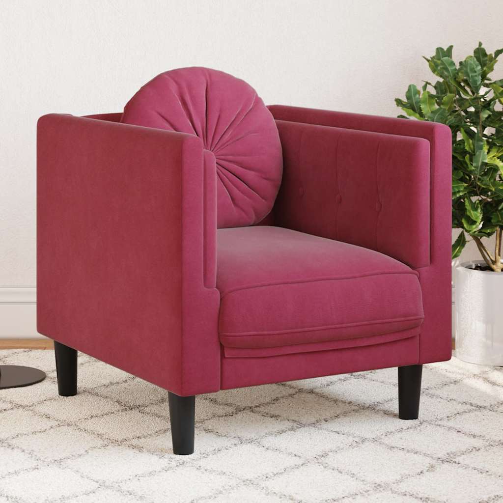 Soffa Med Kuddar 3-Sits Gräddvit Sammet
