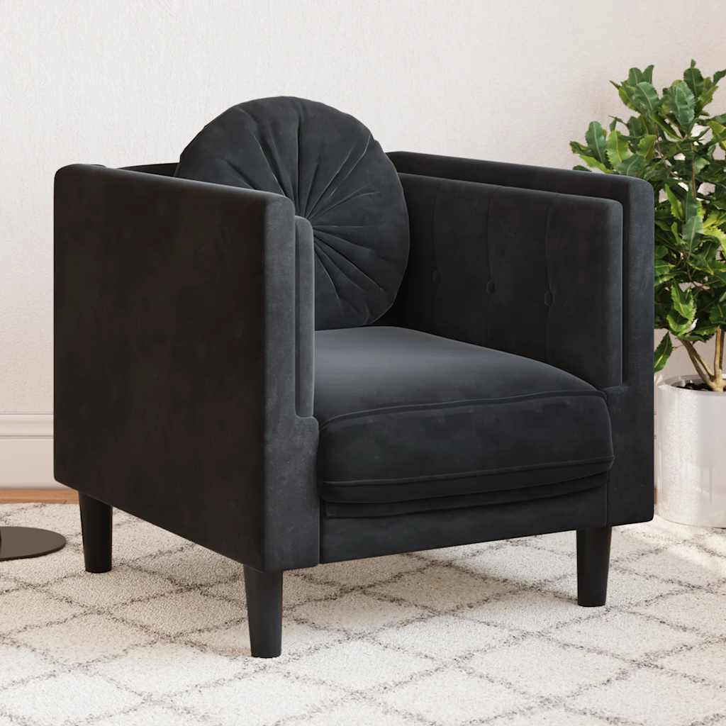 Soffa Med Kuddar 3-Sits Gräddvit Sammet