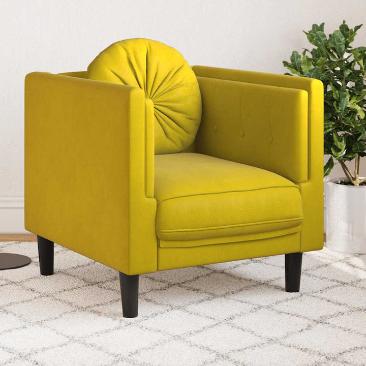 Soffa Med Kuddar 3-Sits Gräddvit Sammet