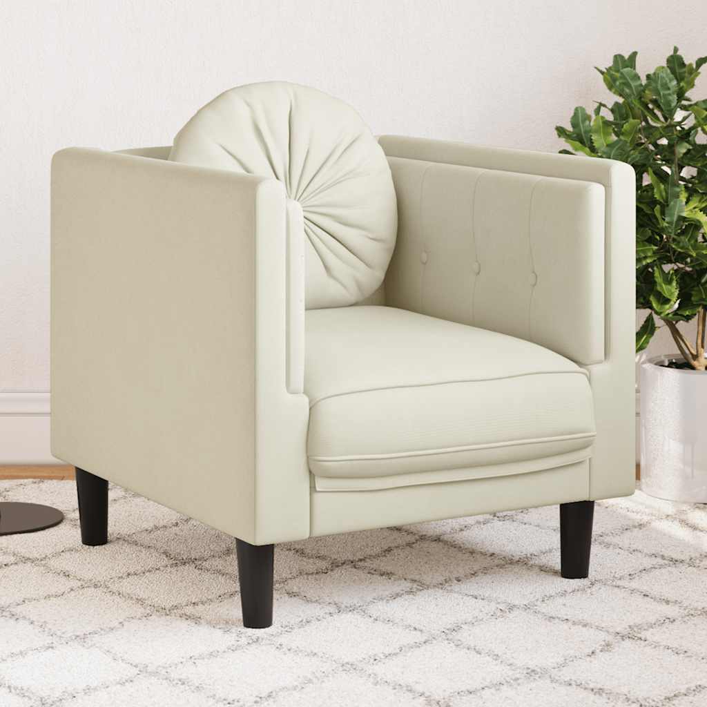 Soffa Med Kuddar 3-Sits Gräddvit Sammet