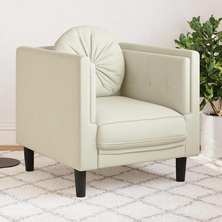 Soffa Med Kuddar 3-Sits Gräddvit Sammet