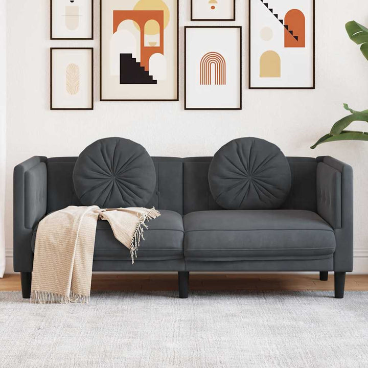 Soffa Med Kuddar 3-Sits Gräddvit Sammet