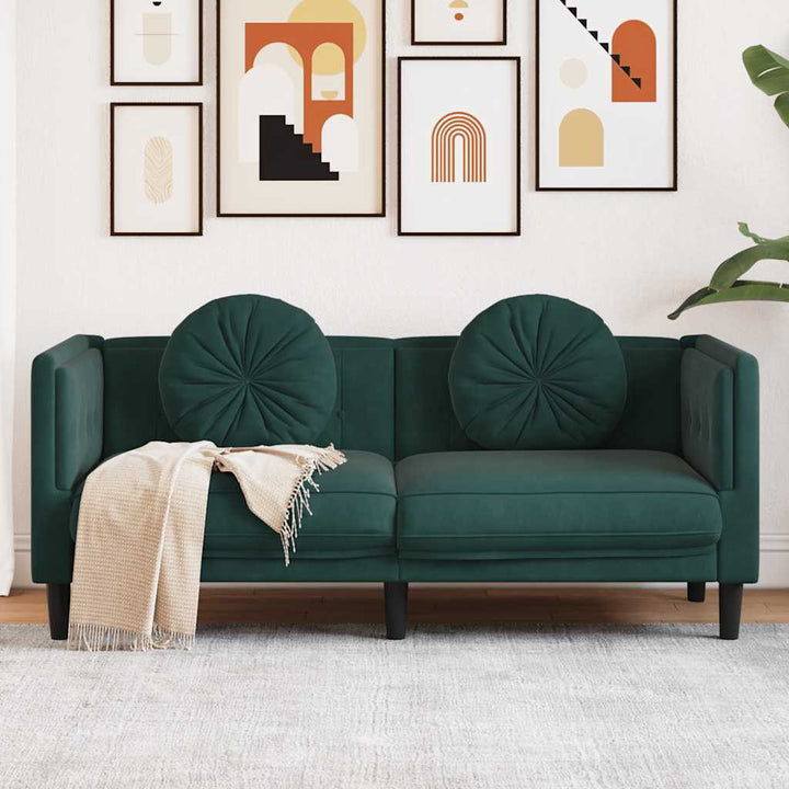 Soffa Med Kuddar 3-Sits Gräddvit Sammet