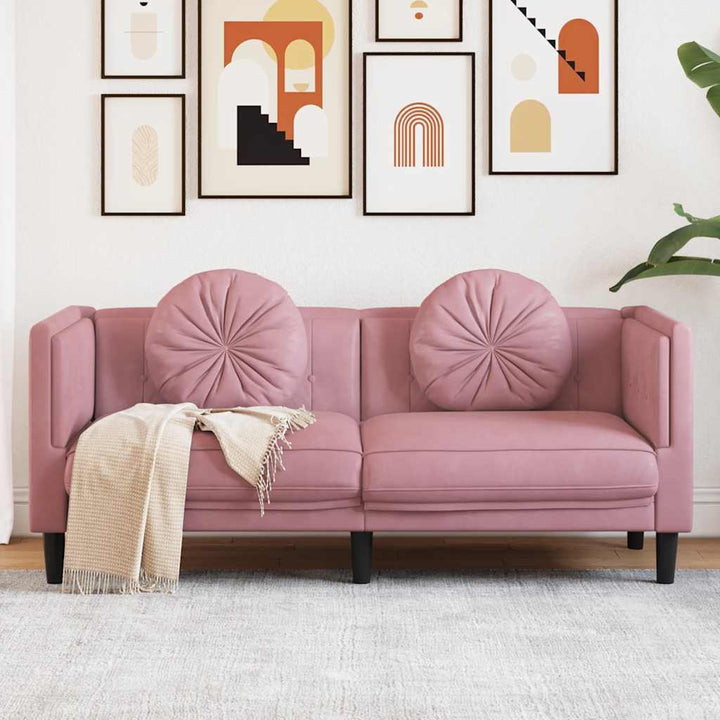 Soffa Med Kuddar 3-Sits Gräddvit Sammet