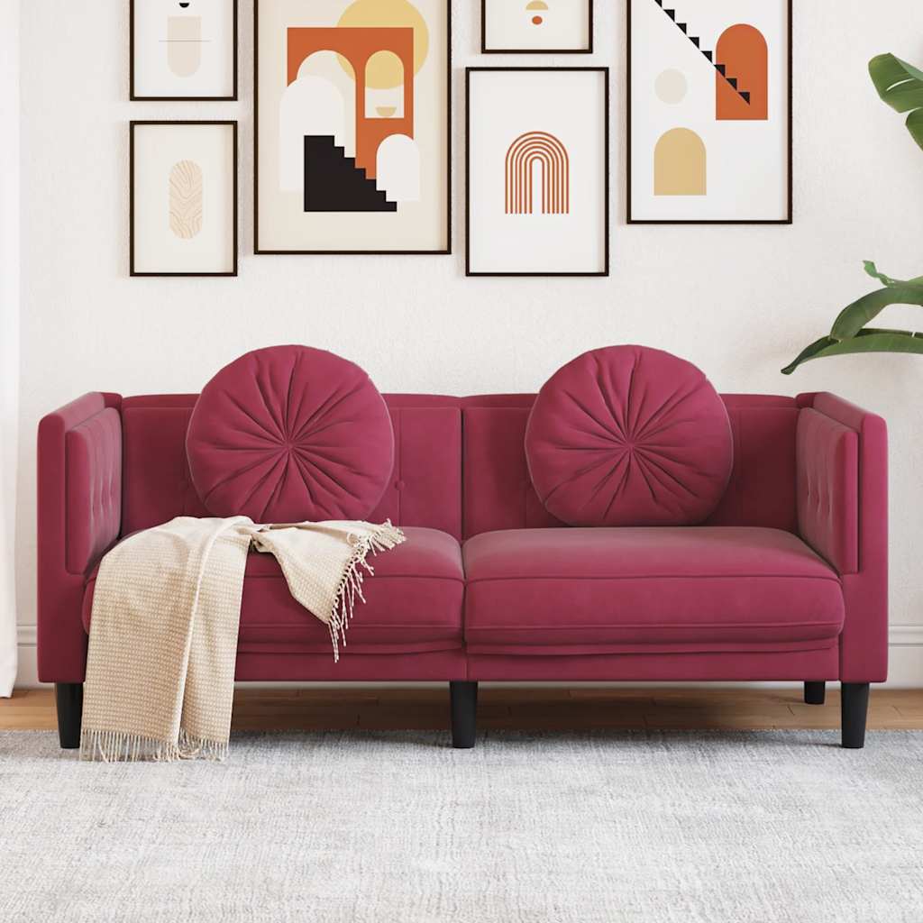 Soffa Med Kuddar 3-Sits Gräddvit Sammet