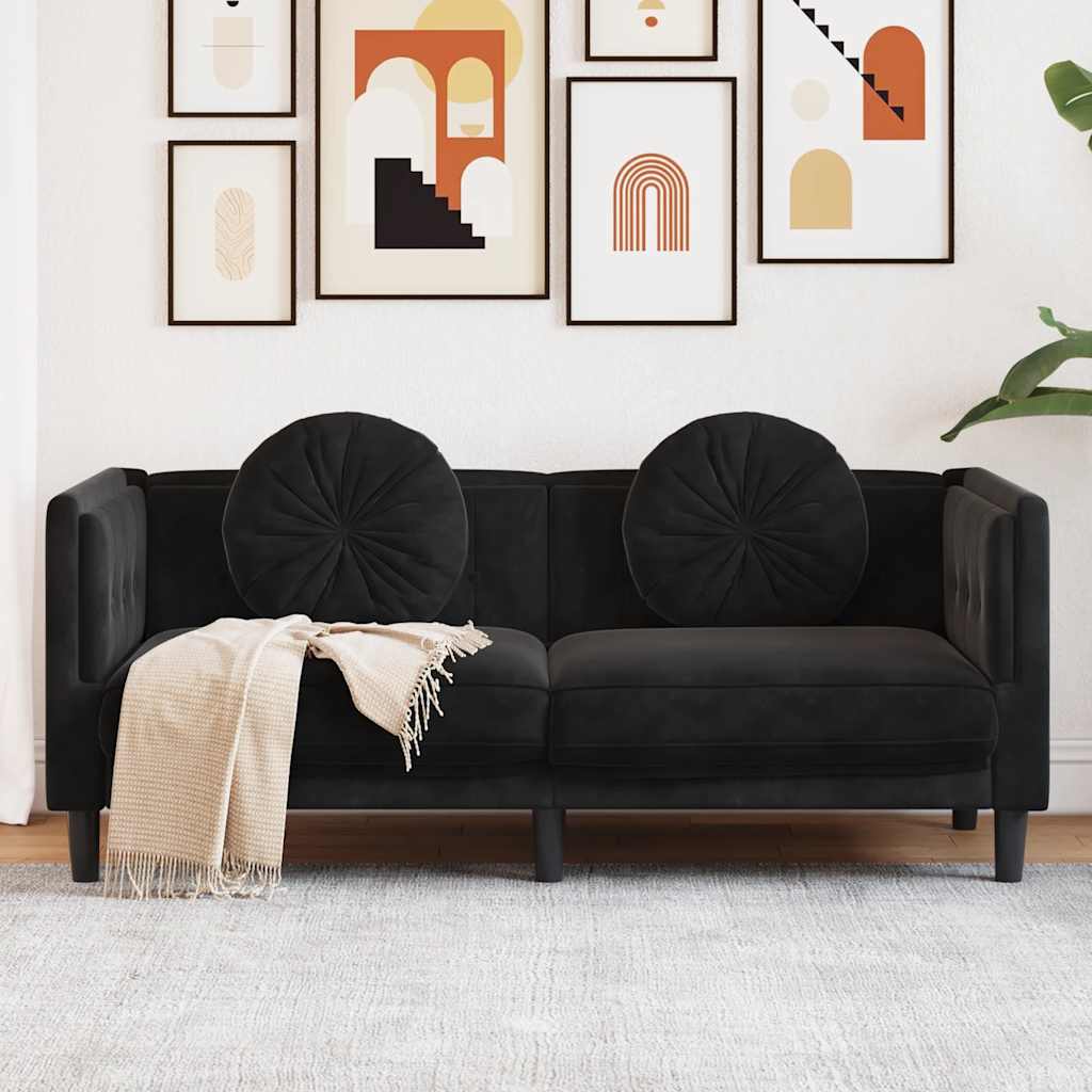 Soffa Med Kuddar 3-Sits Gräddvit Sammet