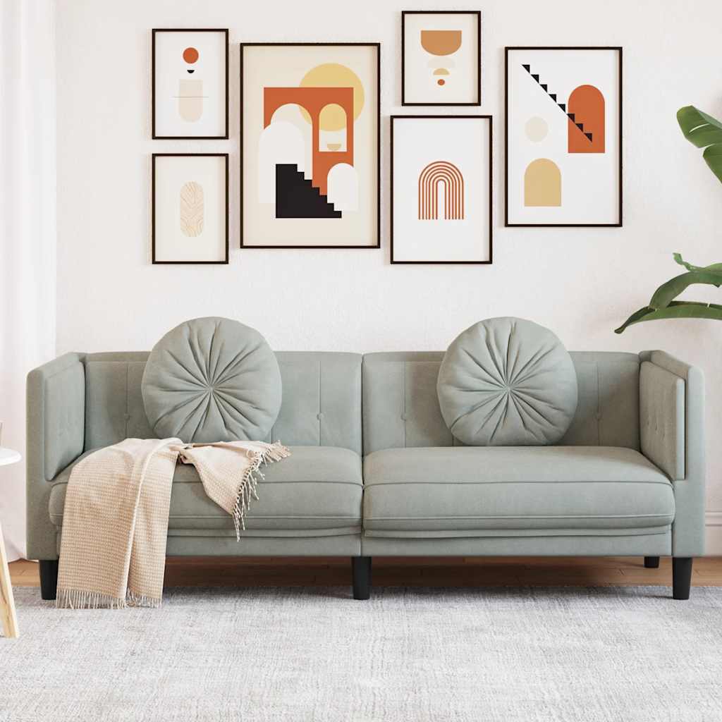 Soffa Med Kuddar 3-Sits Gräddvit Sammet