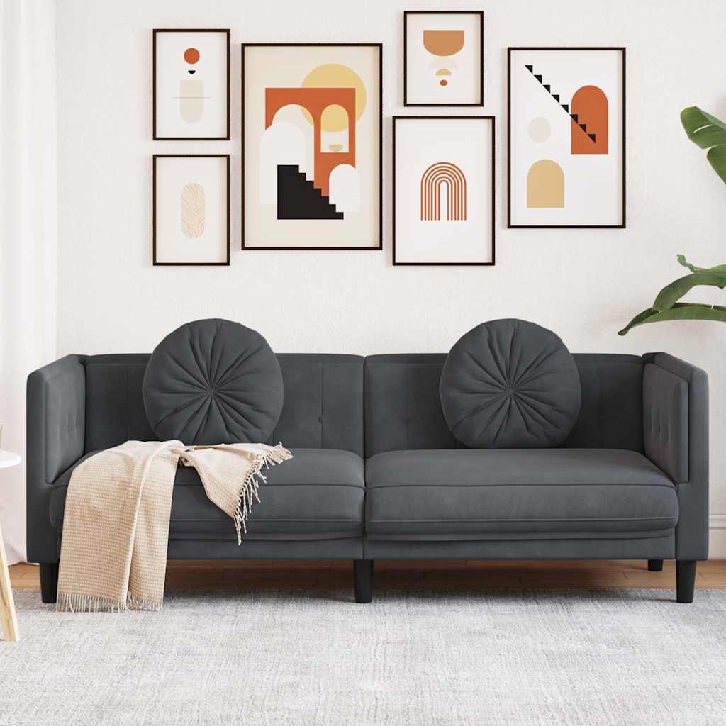 Soffa Med Kuddar 3-Sits Gräddvit Sammet