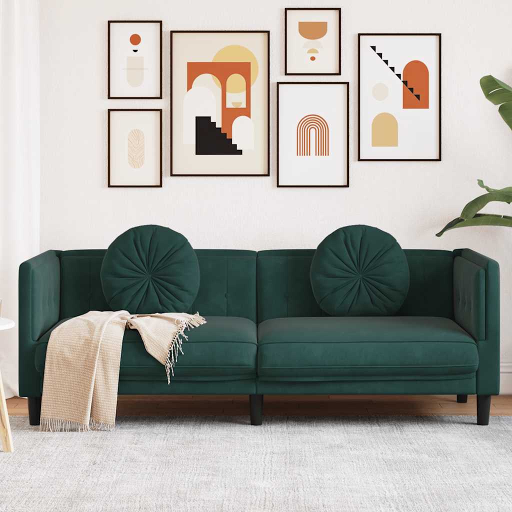 Soffa Med Kuddar 3-Sits Gräddvit Sammet