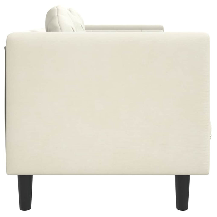 Soffa Med Kuddar 3-Sits Gräddvit Sammet