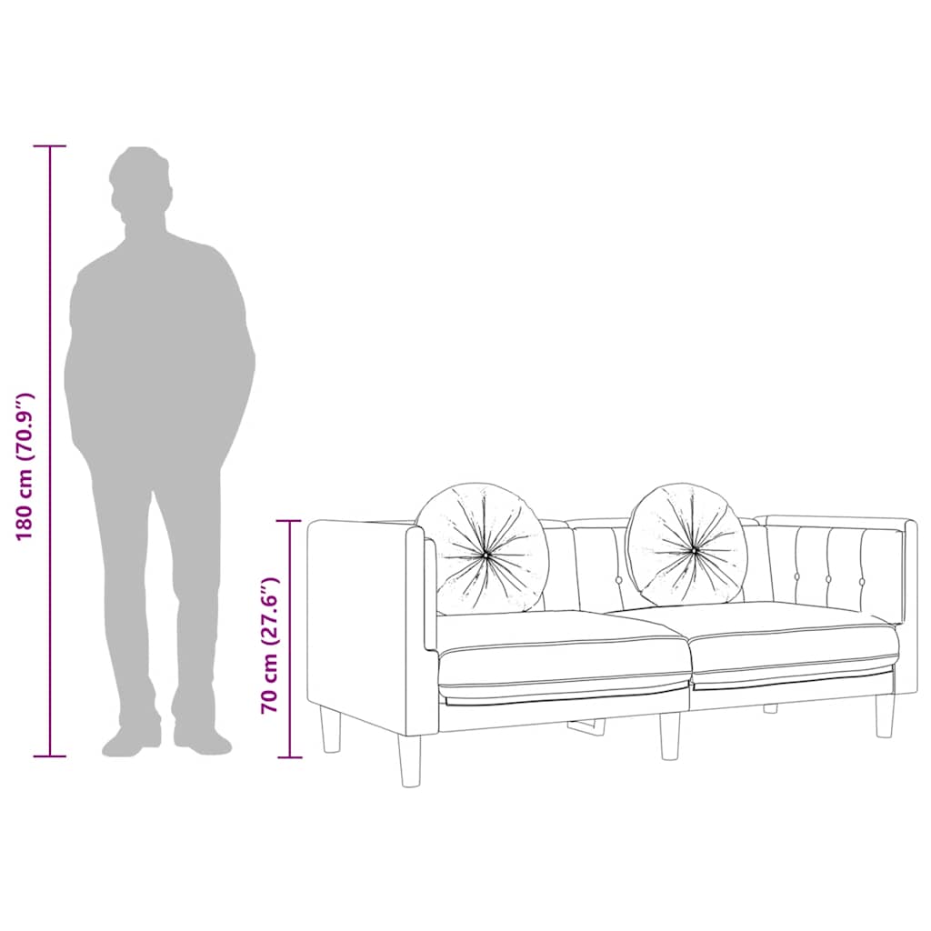 Soffa Med Kuddar 3-Sits Gräddvit Sammet