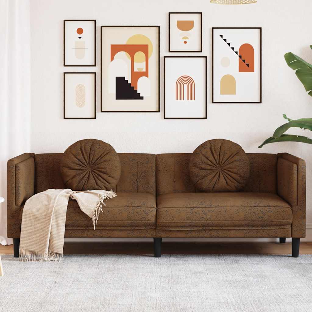 Soffa Med Kuddar 3-Sits Gräddvit Sammet