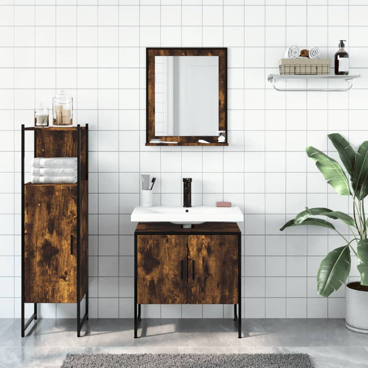 Badrumsmöbler Set 3 Delar Konstruerat Trä