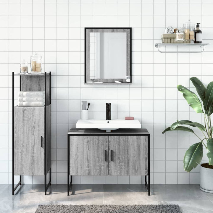 Badrumsskåp Set 3 Delar Konstruerat Trä