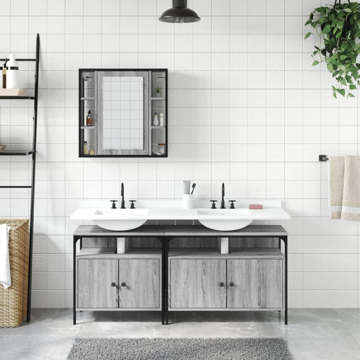 Badrumsskåp Set 3 Delar Konstruerat Trä