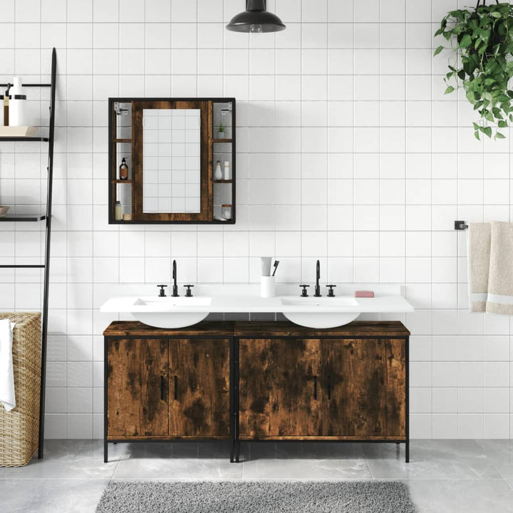 Badrumsmöbler Set 3 Delar Konstruerat Trä