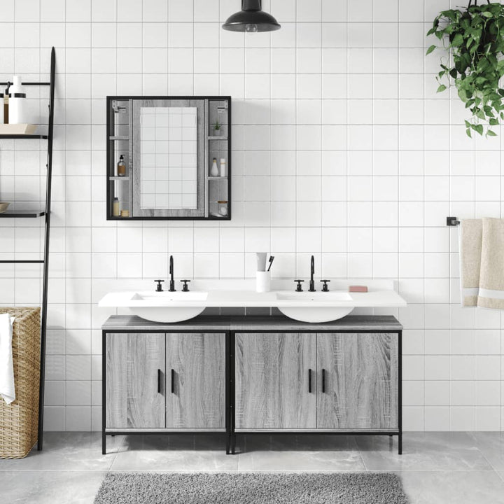 Badrumsskåp Set 3 Delar Konstruerat Trä