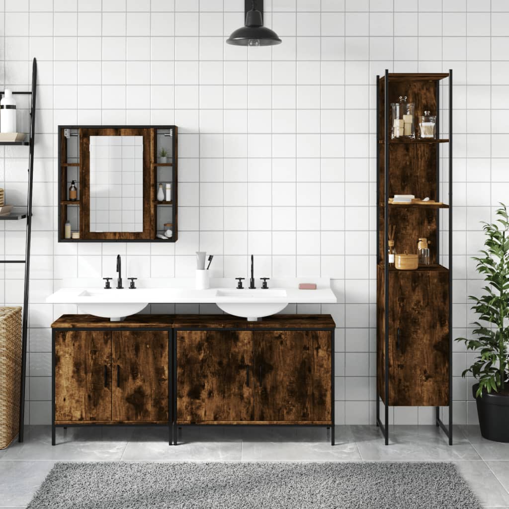 Badrumsmöbler Set 4 Delar Konstruerat Trä