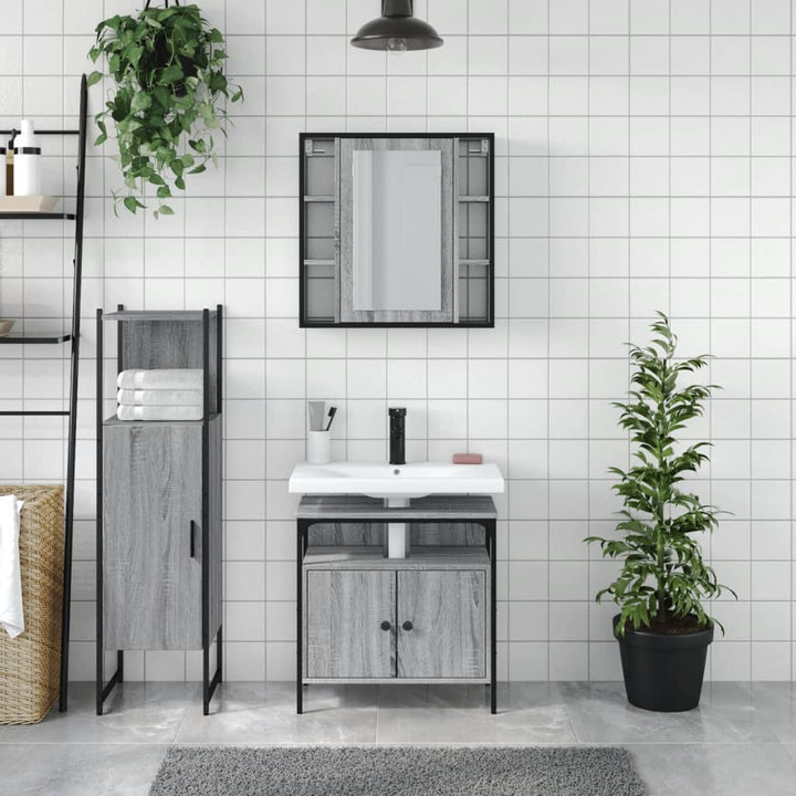 Badrumsskåp Set 3 Delar Konstruerat Trä