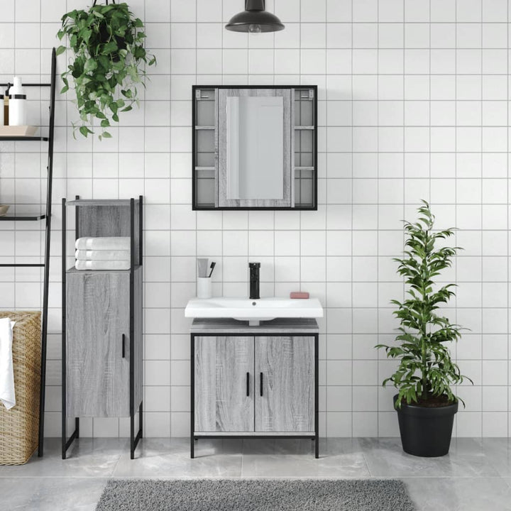 Badrumsskåp Set 3 Delar Konstruerat Trä
