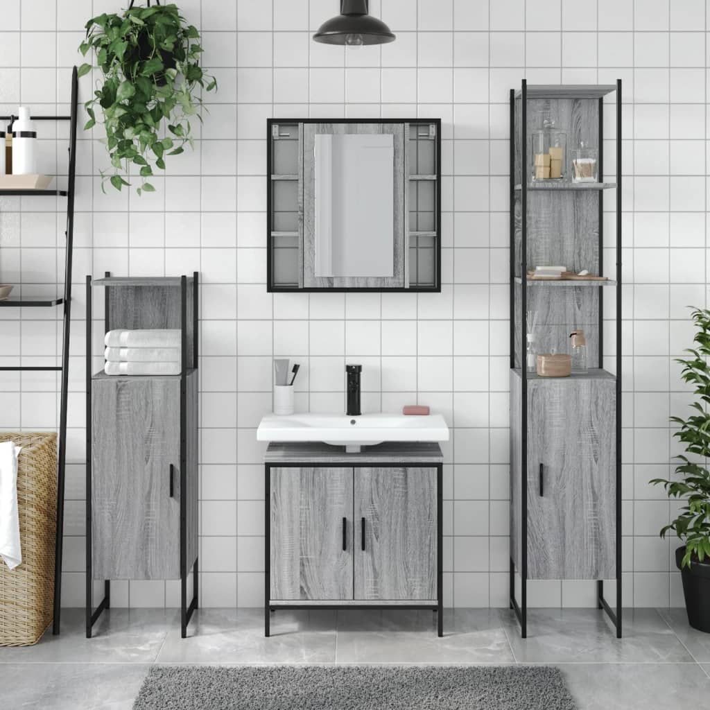 Badrumsskåp Set 4 Delar Konstruerat Trä
