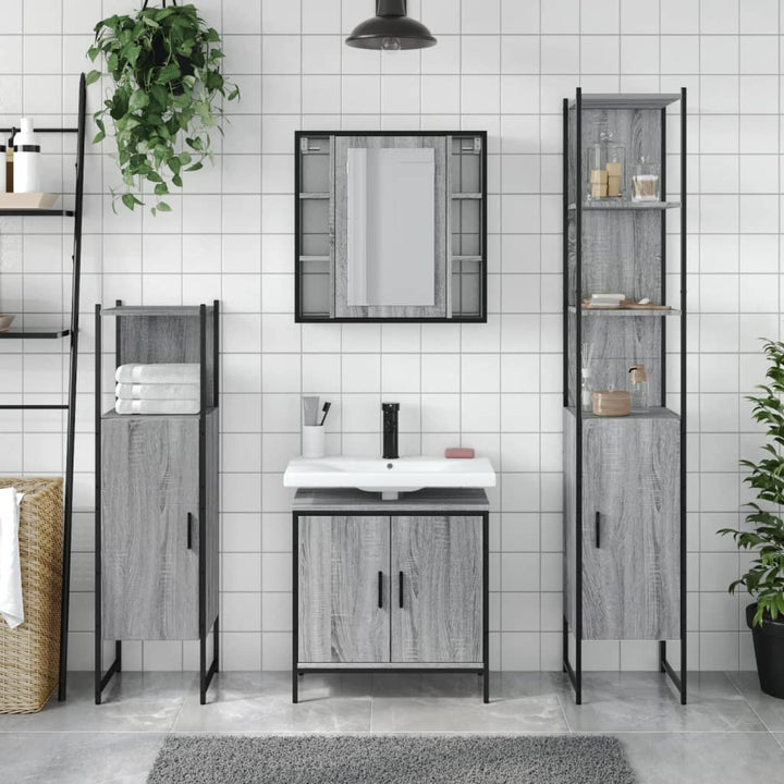 Badrumsskåp Set 4 Delar Konstruerat Trä