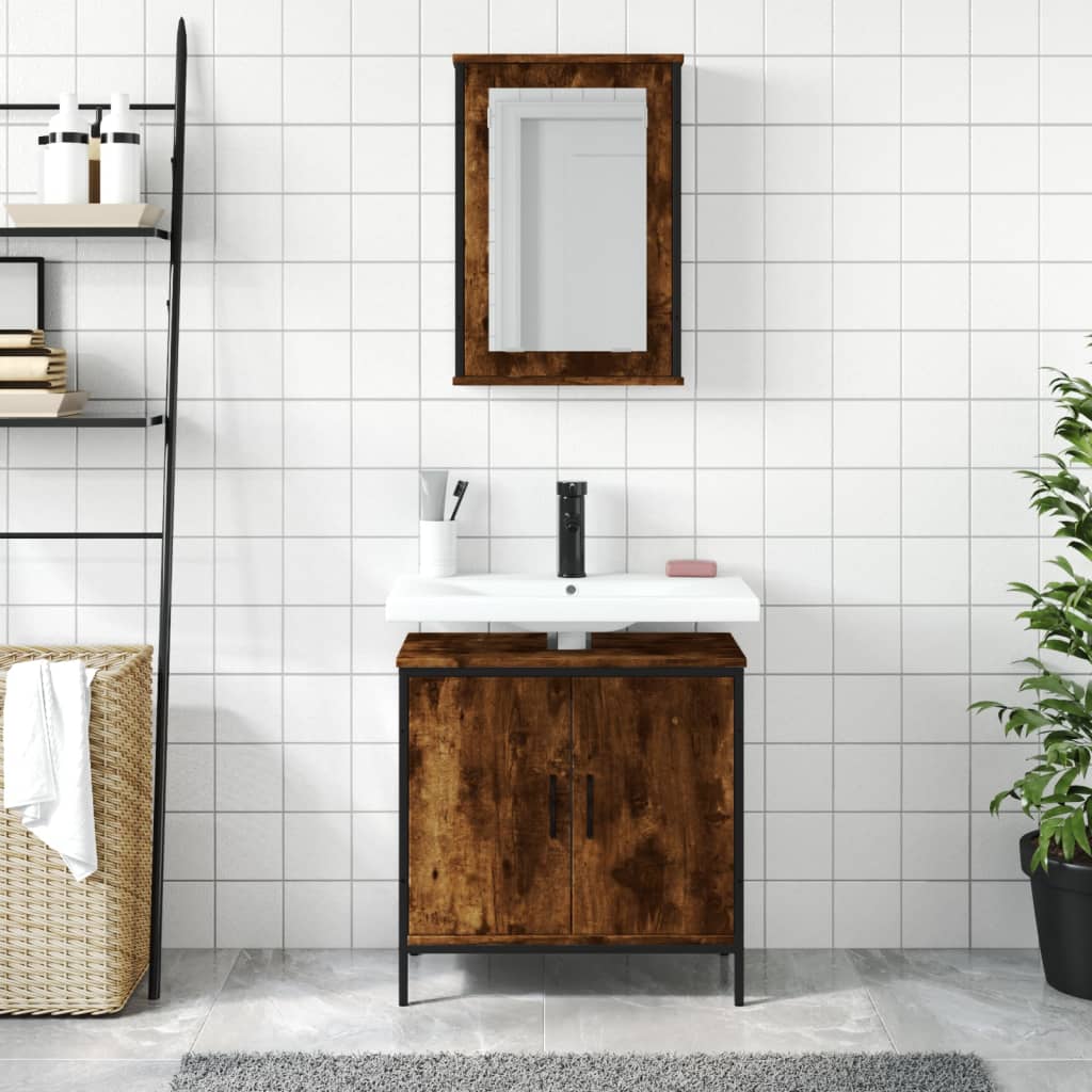 Badrumsmöbler Set 2 Delar Konstruerat Trä