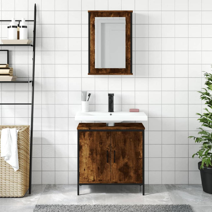 Badrumsmöbler Set 2 Delar Konstruerat Trä