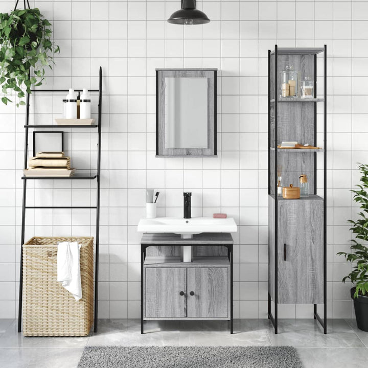 Badrumsmöbler Set 3 Delar Konstruerat Trä